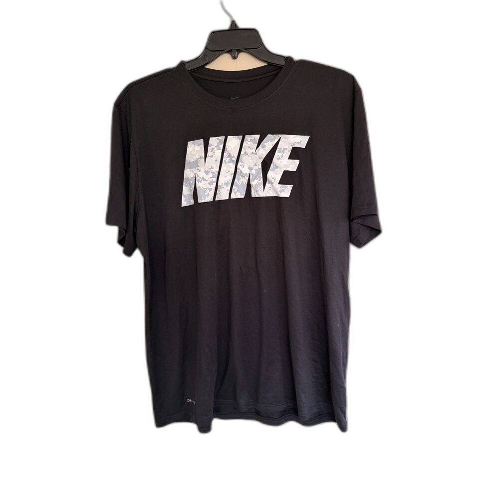 Nike Dri-FIT‎ Black Graphic Tee Camo Logo Men's XXL